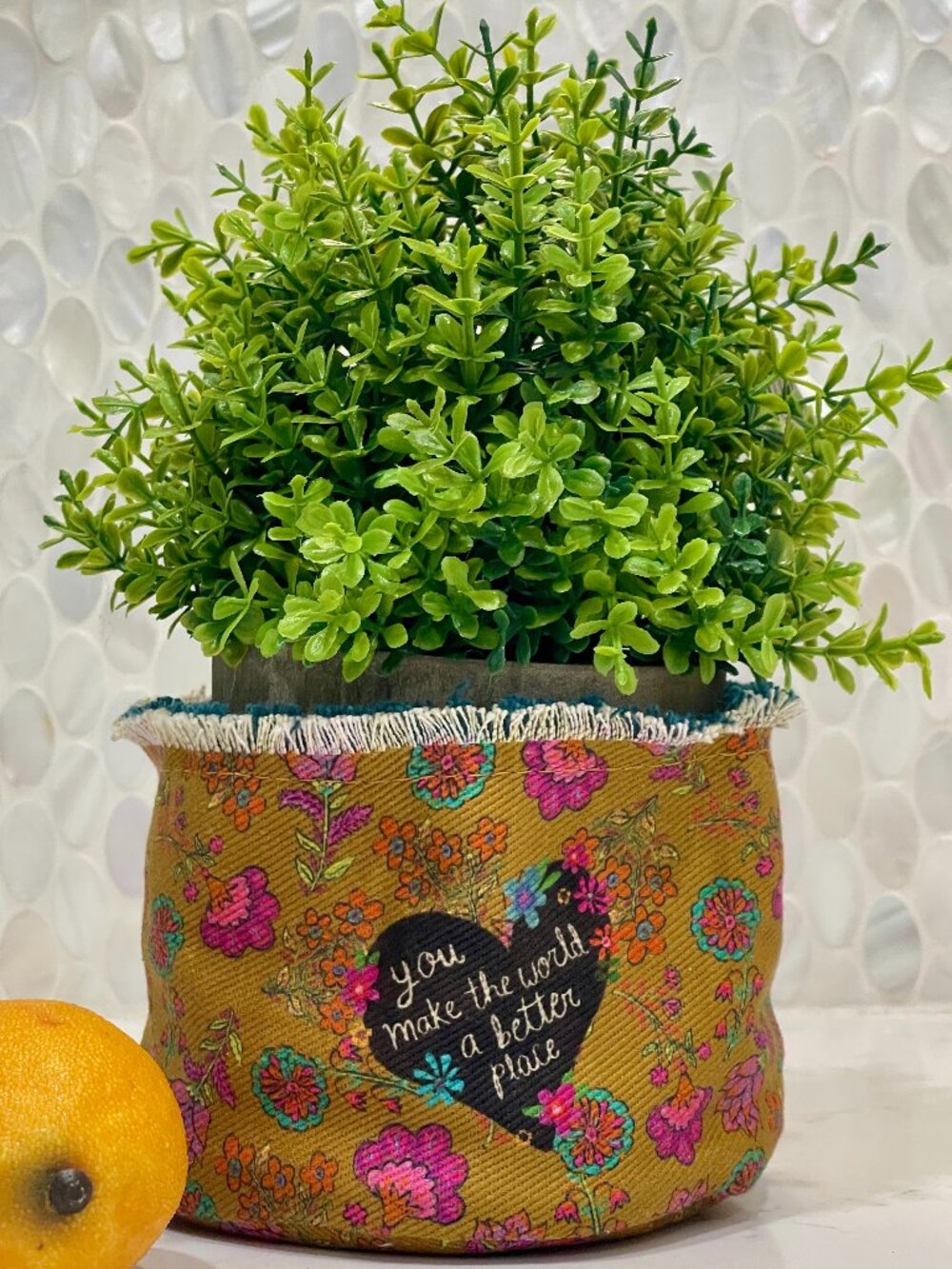 Nearly Natural Faux Boxwood + Natural Life Planter Cover Decor Bundle-NEW
